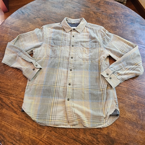 Prana Other - Prana Corduroy Grey Plaid Button-up Sz S